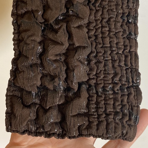 UBU Jacket Womens PL Brown Crinkle Quilted Textured Full Zip Collared Petite - Picture 6 of 16